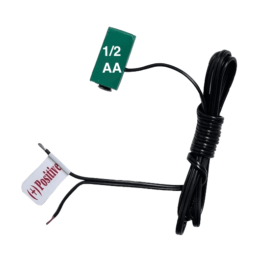 ½ AA Battery Wired Cell - DIY - "fake ½ AA battery with wires" - Battery Eliminator Store - Battery Replacement, aa battery to ac power, aaa to ac power, dc power, battery to usb, 9 volt battery to ac power, ac power adapter, 2 aa to ac power, 4 aa to ac power, 3 aaa to ac power, 9v to ac power, ac power supply adapter, cr123a, dummy cell, active cell, battery eliminator, replace battery, eliminate battery, remove battery, convert aa to ac power, 6 aa battery, 2 aa battery, 4 aa battery, 9 volt