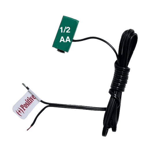 ½ AA Battery Wired Cell - DIY - "fake ½ AA battery with wires" - Battery Eliminator Store - Battery Replacement, aa battery to ac power, aaa to ac power, dc power, battery to usb, 9 volt battery to ac power, ac power adapter, 2 aa to ac power, 4 aa to ac power, 3 aaa to ac power, 9v to ac power, ac power supply adapter, cr123a, dummy cell, active cell, battery eliminator, replace battery, eliminate battery, remove battery, convert aa to ac power, 6 aa battery, 2 aa battery, 4 aa battery, 9 volt