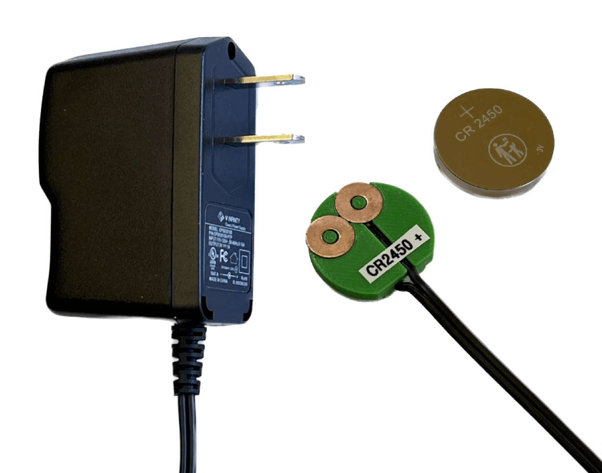 CR2450 Battery Eliminator, AC Powered - Battery Eliminator Store - Battery Replacement, aa battery to ac power, aaa to ac power, dc power, battery to usb, 9 volt battery to ac power, ac power adapter, 2 aa to ac power, 4 aa to ac power, 3 aaa to ac power, 9v to ac power, ac power supply adapter, cr123a, dummy cell, active cell, battery eliminator, replace battery, eliminate battery, remove battery, convert aa to ac power, 6 aa battery, 2 aa battery, 4 aa battery, 9 volt ac, 120v battery battery