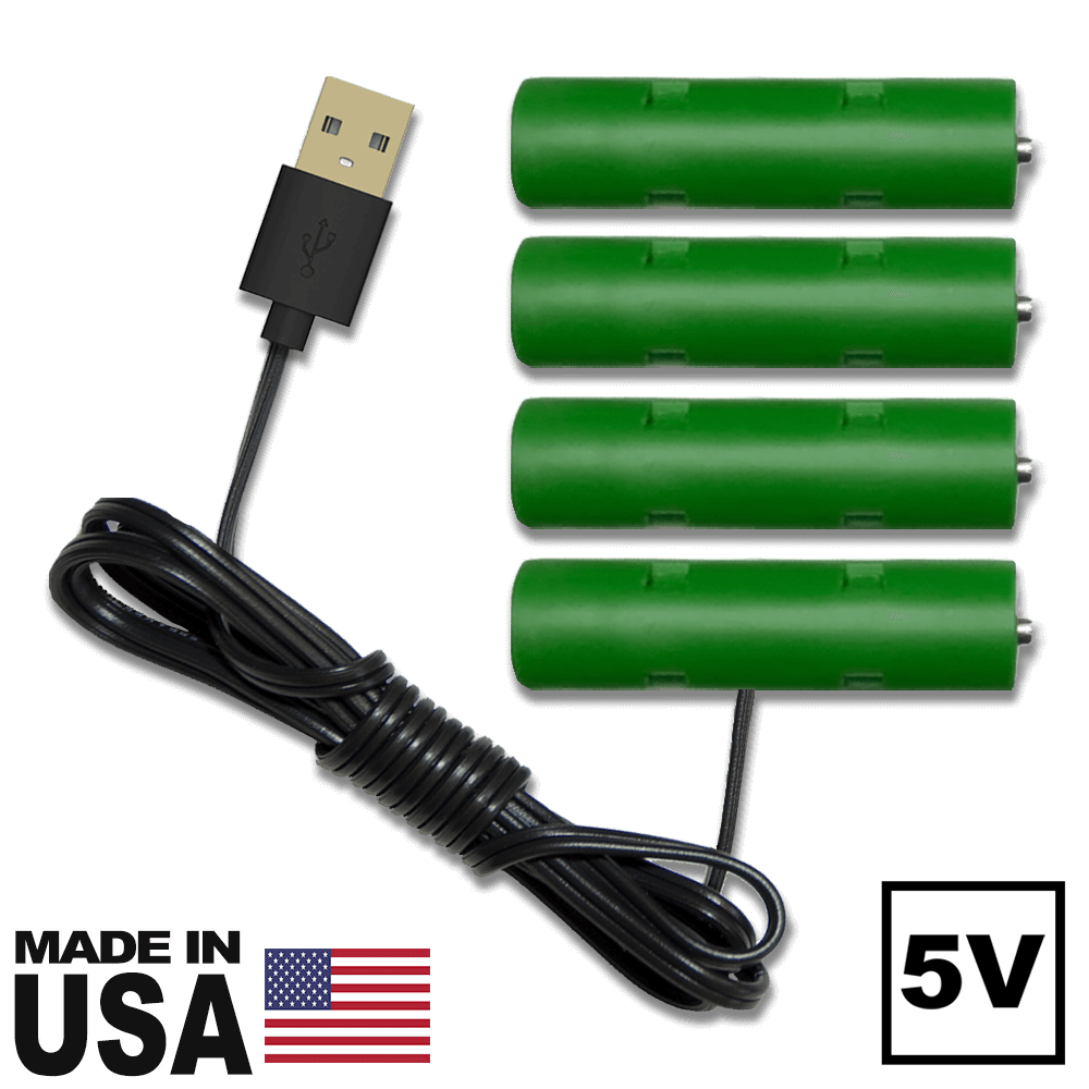 4 AA Battery Eliminator - 5 Volts - USB Powered-AA Battery Eliminators-Battery Eliminator Store-BE-4AA-USB-aa battery replacement, aa to ac power, aa to dc power, plug in battery, plug in aa battery, rechargeable aa battery, ac battery aa, power battery, aa to usb power, usb aa battery, aa to dc power, 4 aa battery eliminator, battery substitute