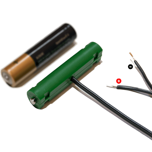 AAA Battery Wired / Active Cell - DIY - "fake AAA battery with wires" - Battery Eliminator Store - Battery Replacement, aa battery to ac power, aaa to ac power, dc power, battery to usb, 9 volt battery to ac power, ac power adapter, 2 aa to ac power, 4 aa to ac power, 3 aaa to ac power, 9v to ac power, ac power supply adapter, cr123a, dummy cell, active cell, battery eliminator, replace battery, eliminate battery, remove battery, convert aa to ac power, 6 aa battery, 2 aa battery, 4 aa battery,