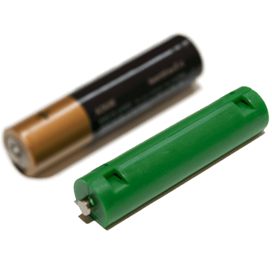 AAA Battery Dummy Shorted Cell - Reduce voltage or complete series circuit - "fake battery" - Battery Eliminator Store - Battery Replacement, aa battery to ac power, aaa to ac power, dc power, battery to usb, 9 volt battery to ac power, ac power adapter, 2 aa to ac power, 4 aa to ac power, 3 aaa to ac power, 9v to ac power, ac power supply adapter, cr123a, dummy cell, active cell, battery eliminator, replace battery, eliminate battery, remove battery, convert aa to ac power, 6 aa battery, 2 aa b