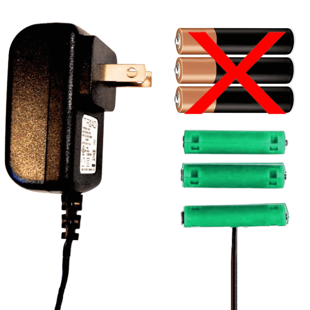 3 AAA Battery Eliminator - 4.5 Volts - AC Powered - Battery Eliminator Store - Battery Replacement, aa battery to ac power, aaa to ac power, dc power, battery to usb, 9 volt battery to ac power, ac power adapter, 2 aa to ac power, 4 aa to ac power, 3 aaa to ac power, 9v to ac power, ac power supply adapter, cr123a, dummy cell, active cell, battery eliminator, replace battery, eliminate battery, remove battery, convert aa to ac power, 6 aa battery, 2 aa battery, 4 aa battery, 9 volt ac, 120v batt