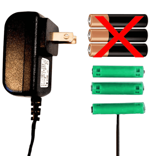 3 AAA Battery Eliminator - 4.5 Volts - AC Powered - Battery Eliminator Store - Battery Replacement, aa battery to ac power, aaa to ac power, dc power, battery to usb, 9 volt battery to ac power, ac power adapter, 2 aa to ac power, 4 aa to ac power, 3 aaa to ac power, 9v to ac power, ac power supply adapter, cr123a, dummy cell, active cell, battery eliminator, replace battery, eliminate battery, remove battery, convert aa to ac power, 6 aa battery, 2 aa battery, 4 aa battery, 9 volt ac, 120v batt