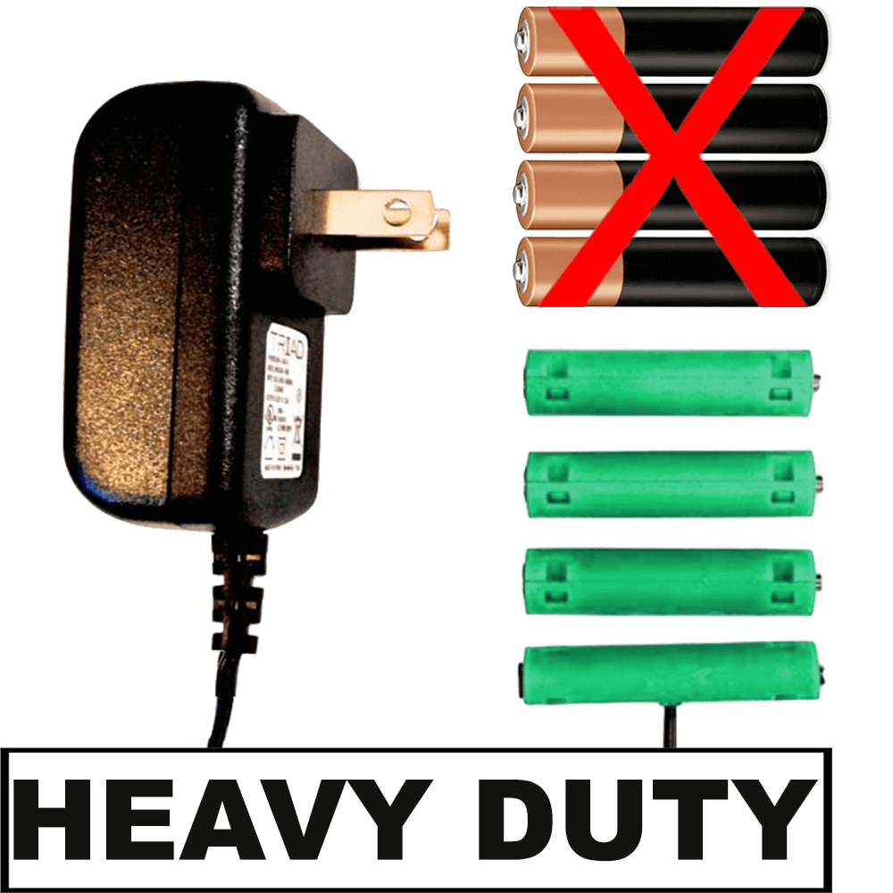 4 AAA Battery Eliminator - Heavy Duty (3 Amps) 6 Volts - AC Powered - Battery Eliminator Store - Battery Replacement, aa battery to ac power, aaa to ac power, dc power, battery to usb, 9 volt battery to ac power, ac power adapter, 2 aa to ac power, 4 aa to ac power, 3 aaa to ac power, 9v to ac power, ac power supply adapter, cr123a, dummy cell, active cell, battery eliminator, replace battery, eliminate battery, remove battery, convert aa to ac power, 6 aa battery, 2 aa battery, 4 aa battery, 9
