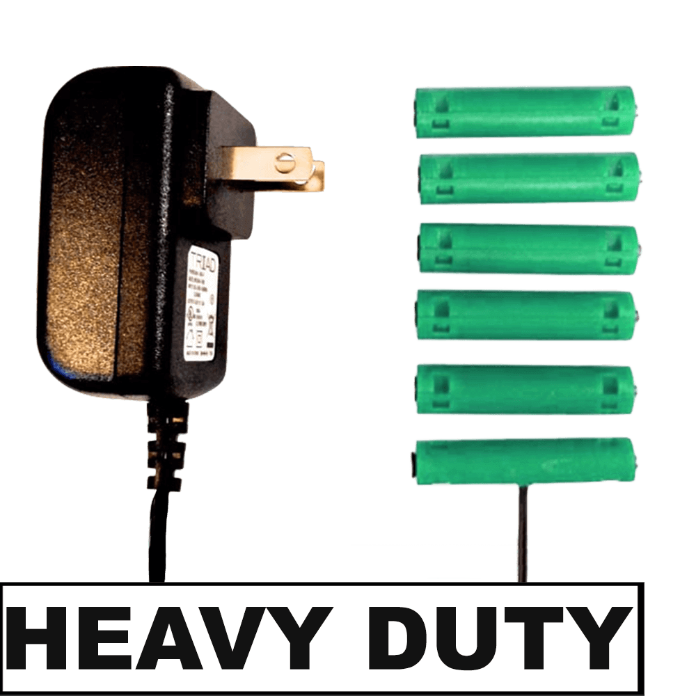 6 AAA Battery Eliminator - Heavy Duty (2 Amps) 9 Volts - AC Powered - Battery Eliminator Store - Battery Replacement, aa battery to ac power, aaa to ac power, dc power, battery to usb, 9 volt battery to ac power, ac power adapter, 2 aa to ac power, 4 aa to ac power, 3 aaa to ac power, 9v to ac power, ac power supply adapter, cr123a, dummy cell, active cell, battery eliminator, replace battery, eliminate battery, remove battery, convert aa to ac power, 6 aa battery, 2 aa battery, 4 aa battery, 9