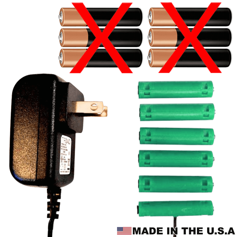 6 AAA Cells, 9VDC - AC Source - Battery Eliminator - Battery Replacement - Battery Eliminator Store - aa battery eliminator, battery eliminator store, 9 volt battery eliminator, d cell battery eliminator, 9v battery eliminator, aaa battery eliminator, usb battery eliminator, replace 4 aa batteries with ac adapter, d battery eliminator, dummy aa battery with leads, aa battery eliminator power adapter, 9 volt battery adapter