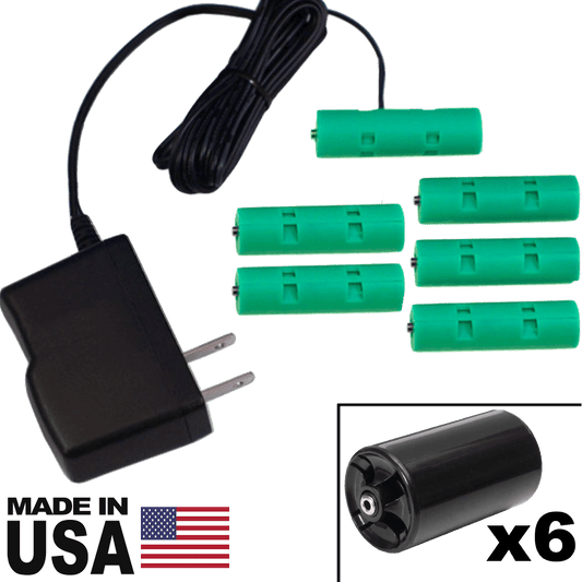 6 D or 6 AA Battery Eliminator Kit - 9 Volts, 1A - AC Powered - Battery Eliminator Store - Battery Replacement, aa battery to ac power, aaa to ac power, dc power, battery to usb, 9 volt battery to ac power, ac power adapter, 2 aa to ac power, 4 aa to ac power, 3 aaa to ac power, 9v to ac power, ac power supply adapter, cr123a, dummy cell, active cell, battery eliminator, replace battery, eliminate battery, remove battery, convert aa to ac power, 6 aa battery, 2 aa battery, 4 aa battery, 9 volt a