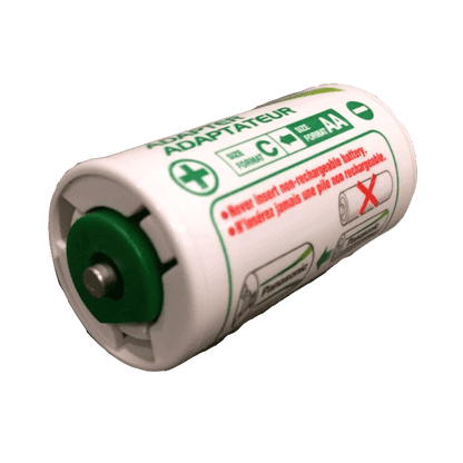Sleeves and spacers turn AA or AAA batteries into C- or D-cell