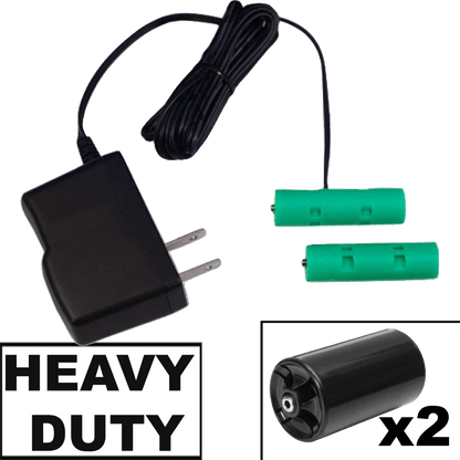 2 D Battery Eliminator Kit - High Current (1.5 Amps) 3 Volts - AC Powered (worldwide compatibility) - Battery Eliminator Store - Battery Replacement, aa battery to ac power, aaa to ac power, dc power, battery to usb, 9 volt battery to ac power, ac power adapter, 2 aa to ac power, 4 aa to ac power, 3 aaa to ac power, 9v to ac power, ac power supply adapter, cr123a, dummy cell, active cell, battery eliminator, replace battery, eliminate battery, remove battery, convert aa to ac power, 6 aa battery