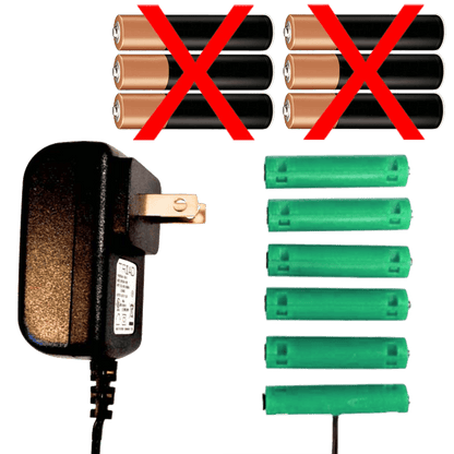6 AAA Cells, 9VDC - AC Source - Battery Eliminator - Battery Replacement - Battery Eliminator Store - aa battery eliminator, battery eliminator store, 9 volt battery eliminator, d cell battery eliminator, 9v battery eliminator, aaa battery eliminator, usb battery eliminator, replace 4 aa batteries with ac adapter, d battery eliminator, dummy aa battery with leads, aa battery eliminator power adapter, 9 volt battery adapter